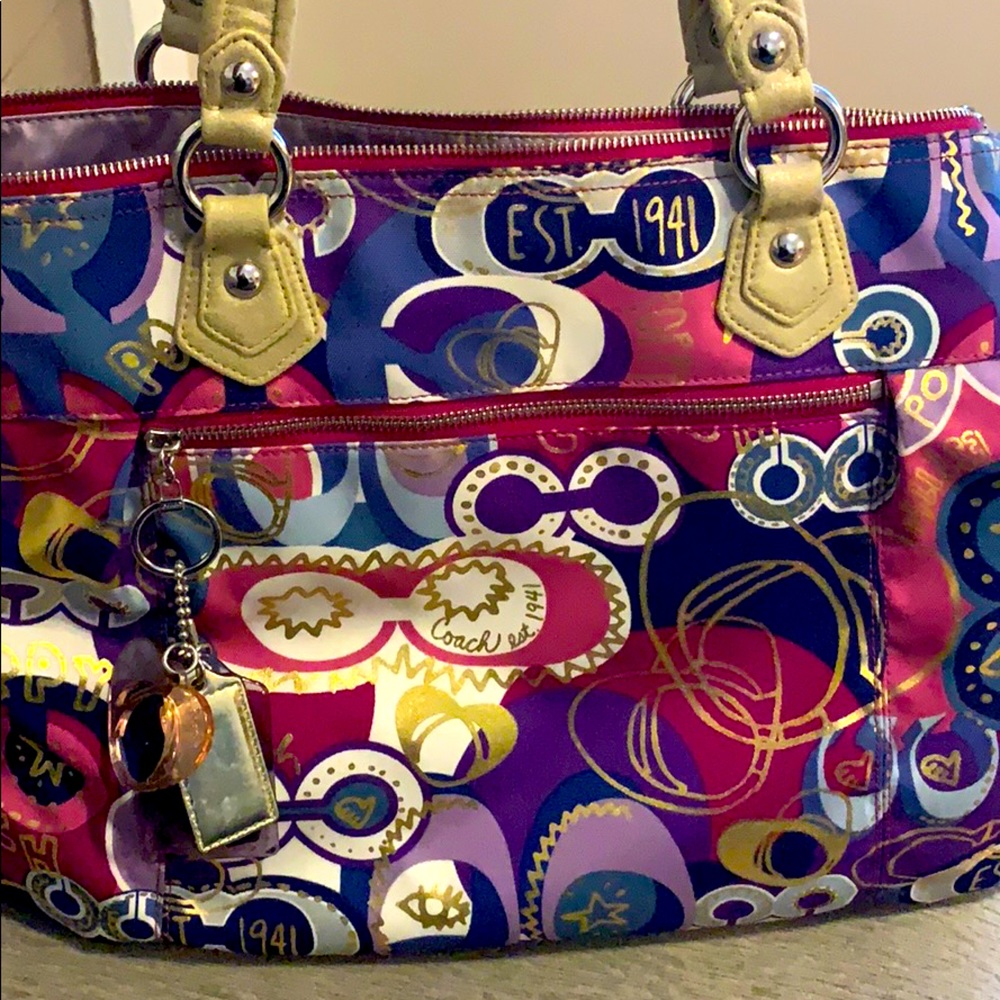 Coach Poppy Glam Purse 18342 Multicolor Tote